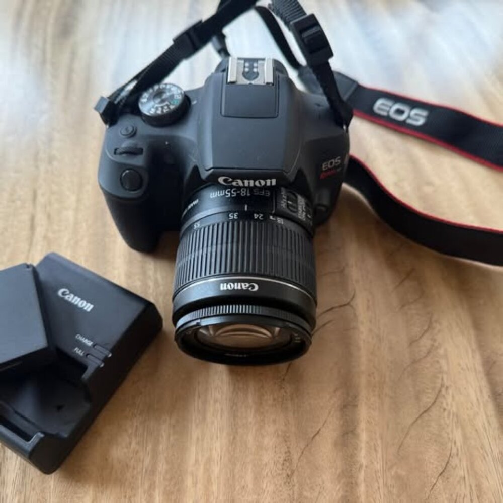 Canon EOS Rebel with 18–55mm Lens + Charger and Battery
